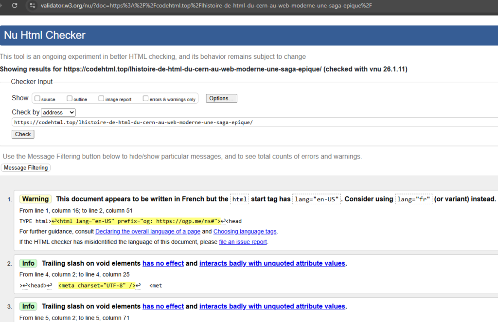 w3c validation result
